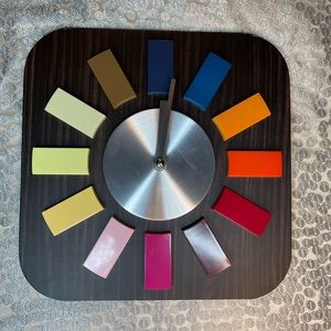 Retro Color Block wood grain wall clock